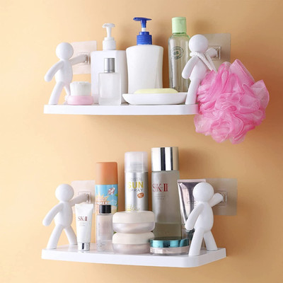 SJK (PACK OF 2)Self Adhesiv Wall Hanging Humanoid floating Shelf 1.2637 Plastic Wall Shelf(Number of Shelves - 1, White)