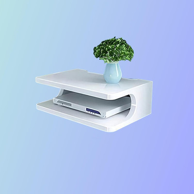 pinjowood RouterStandWhite1 MDF (Medium Density Fiber) Wall Shelf(Number of Shelves - 2, White)