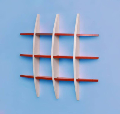 Hindwood wooden wall shelf Wooden Wall Shelf(Number of Shelves - 12, Red, White)