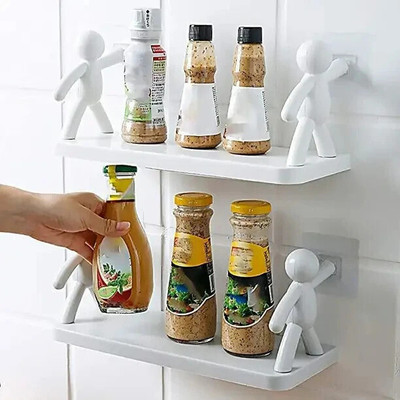 Zubix Self Adhesive Multi-Purpose Wall Hanging Humanoid floating Shelf 1.412 Plastic Wall Shelf(Number of Shelves - 1, White)