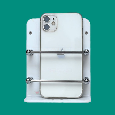 Divmit DIVMIT White Acrylic Single Mobile Holder Stand for Mobile Charging) Acrylic Wall Shelf(Number of Shelves - 1, White)