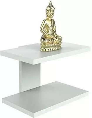 Woodenstories Wooden wall mount tv setup box wifi router and showpiece wall shelf MDF (Medium Density Fiber) Wall Shelf(Number of Shelves - 2, White)