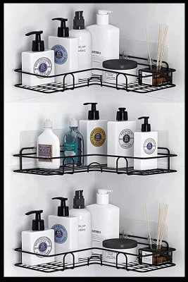 Porchex Bathroom Storage Organizer,Wall Mounted Shower Caddy Shelf Stainless Steel Wall Shelf(Number of Shelves - 3, Black)