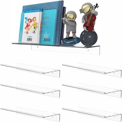 EHKO Clear Acrylic Floating Shelves Set of 6 for Lego Sets Collectibles Bookshelf Acrylic Wall Shelf(Number of Shelves - 1, Clear)