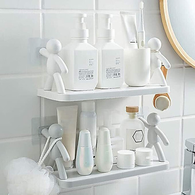 FixMate Wall Hanging Bathroom Storage Floating Wall Shelf NRS5.1029 Plastic Wall Shelf(Number of Shelves - 2, White)