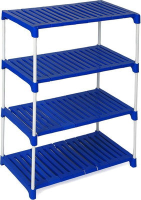 Dhani Creations Multipurpose Rack ( 4 Steps) Plastic Wall Shelf(Number of Shelves - 4, Blue)