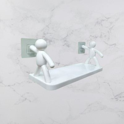 SJK Self Adhesive Multi-Purpose Wall Hanging Humanoid floating Shelf 1.724 Plastic Wall Shelf(Number of Shelves - 1, White)