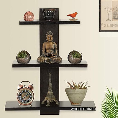 Mehsha WOODKARTINDIA Wooden Floating Wall Shelf/Wall Rack/Book Shelf/ MDF (Medium Density Fiber) Wall Shelf(Number of Shelves - 3, Brown)