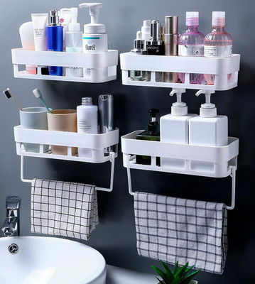 Home Kitchen Kitchen Accessories Rack Shelf with Strong Adhesive Magic Sticker Containers Kitchen Rack(Plastic)