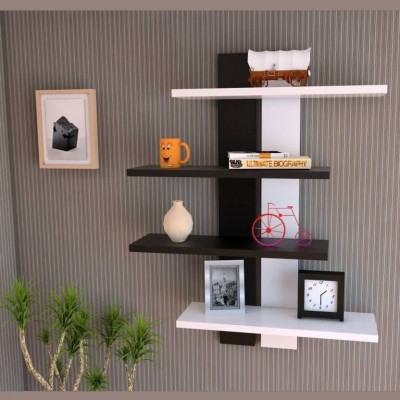 Eco Handicrafts Cube Shape Floating MDF (Medium Density Fiber) Wall Shelf (Number of Shelves - 6, Black, Green) Wooden Wall Shelf(Number of Shelves - 6, Black, White)