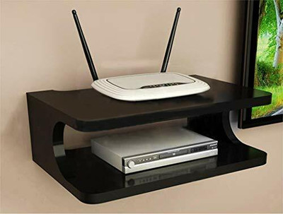 Hindwood SET TOP BOX STAND MDF (Medium Density Fiber) Wall Shelf(Number of Shelves - 2, Black)