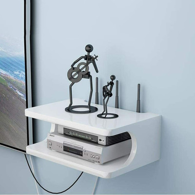 Star Handicrafts Wall T.V Set up Box Stand, Wifi Stand Wall Hanging Mounted Shelf MDF (Medium Density Fiber) Wall Shelf(Number of Shelves - 2, White)