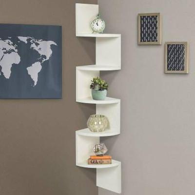 Gorgious GORGIOUS Wooden Wall Shelf(Number of Shelves - 5, White)