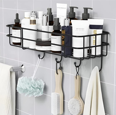 nariya Wall Mounted /Rack/Storage Organizer for bathroom/living Hall/Kitchen Steel Wall Shelf(Number of Shelves - 1, Black)