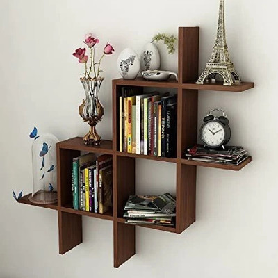Extend Crafts Wall Mounted Home decor Hanging Book Rack/ MDF (Medium Density Fiber) Wooden Wall Shelf(Number of Shelves - 6, Brown)