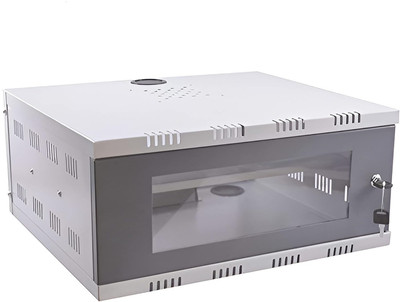 A to Z 1U CCTV Cabinet Box/DVR Rack Wall Mount with Lock/Server Rack with Power Socket Iron Wall Shelf(Number of Shelves - 1, Grey)
