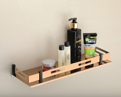 FORSQUARE HARDWARE PRODUCTS S.S. Rack shelf for Bathroom / Wall Shelf ( 5 x 12 inch ) (Pack of 1)(Rose gold) Stainless Steel Wall Shelf(Number of Shelves - 1, Gold, Black)