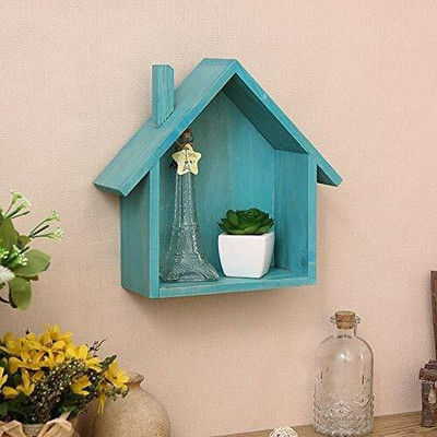classiconline Hut Shape Wooden Wall Shelf(Number of Shelves - 1, Blue)