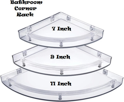 Preha Premium Quality Bathroom Corner Unbreakable Plastic Wall Shelf Rack 3in1 -A1 Acrylic Wall Shelf(Number of Shelves - 3, White)