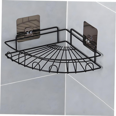 busaji enterprise Adhesive L-Shape Corner Shelf/ Rack/ Storage Organizer for Bathroom & Kitchen... Iron Wall Shelf(Number of Shelves - 1, Black)