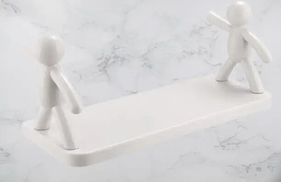 SJK Self Adhesive Multi-Purpose Wall Hanging Humanoid floating Shelf 2*0.127 Plastic Wall Shelf(Number of Shelves - 1, White)