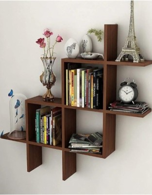 Anas Art A1 Wooden Wall Shelf(Number of Shelves - 8, Brown)