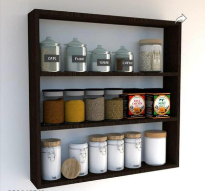 ArtfactsCrafts Wooden Wall Shelf(Number of Shelves - 4, Black)