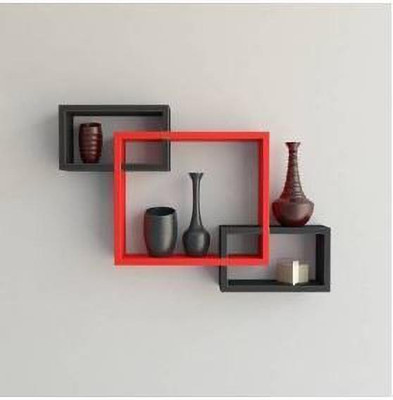 MDSWool Intersecting Wall Mounted Shelf Rack Storage Unit for Home Decoration MDF (Medium Density Fiber) Wall Shelf(Number of Shelves - 3)