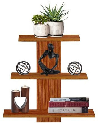 NationalArts wooden wall shelf wall hanging wall decor floating mounted wall decorative BROWN Wooden Wall Shelf(Number of Shelves - 3, Brown)