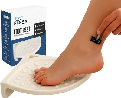 Fossa Ceramic Unbreakable Foot Rest Stand for Bathroom Adjustable Leg Support Ivory Acrylic Wall Shelf(Number of Shelves - 1, Beige)