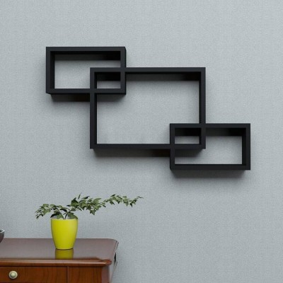 classiconline wooden wall stand Wooden Wall Shelf(Number of Shelves - 3, Black)