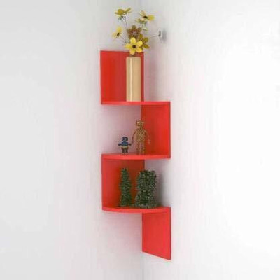 QUALITYBEST MDF (Medium Density Fiber) Wall Shelf(Number of Shelves - 3, Red)