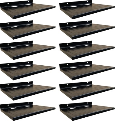 ShelfKing 21x28 CM Metal Wall Mount Stylish Set Top Box For Bedroom (Pack Of 12) Steel Wall Shelf(Number of Shelves - 12, Black)