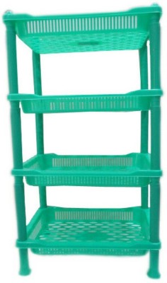 Avishi Plastic Green Rack Shelf, 4 Layer Green Plastic Rack Shelf Plastic Wall Shelf(Number of Shelves - 4, Green)