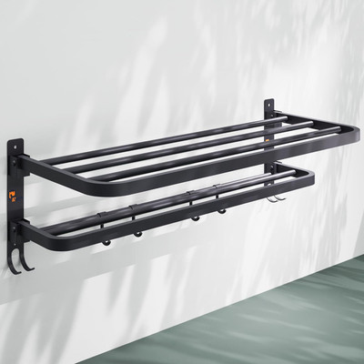 Bzcarts Multi-use Rack /Bathroom Shelf /Bathroom Accessories Stainless Steel Wall Shelf Stainless Steel Wall Shelf(Number of Shelves - 2, Black)