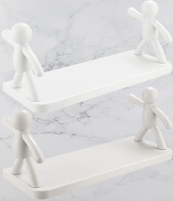 WebDealz Wall Hanging Bathroom Storage Human Hook Rack Floating Wall Ledge Shelfs0 Plastic Wall Shelf(Number of Shelves - 1, White)