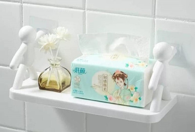 SJK (PACK OF 2)Self Adhesiv Wall Hanging Humanoid floating Shelf 1.1540 Plastic Wall Shelf(Number of Shelves - 1, White)