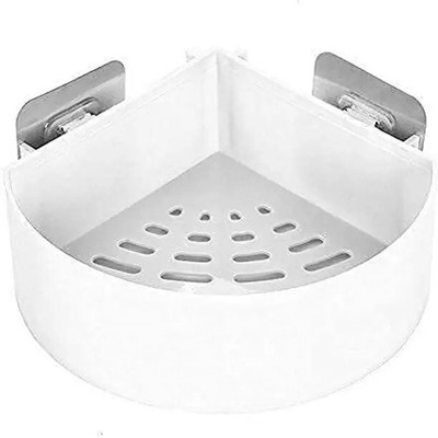 SJK Self Adhesive Wall Hanging BATHROOM floating Shelf (PACK OF 1) Plastic Wall Shelf(Number of Shelves - 1, White)