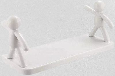 SJK Self Adhesive Multi-Purpose Wall Hanging Humanoid floating Shelf 2*0.428 Plastic Wall Shelf(Number of Shelves - 1, White)