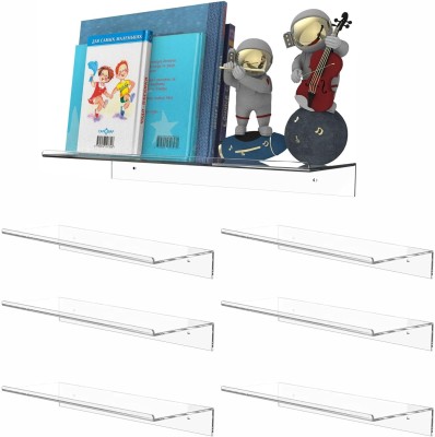 EHKO Clear Acrylic Floating Shelves Set of 6 for Lego Sets Collectibles Bookshelf Acrylic Wall Shelf(Number of Shelves - 6, Clear)