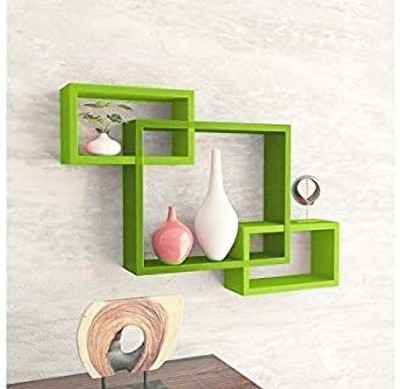 T F Enterprises Wall Mounted Display Rack | No Visible Hanging Shelves | Decorative Shelves | MDF (Medium Density Fiber) Wall Shelf(Number of Shelves - 3, Green)