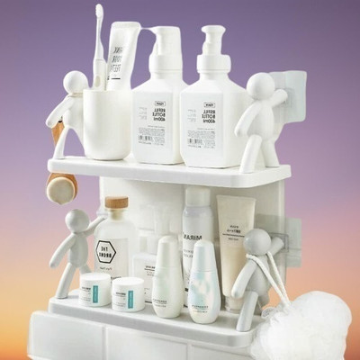 SJK (PACK OF 2)Self Adhesiv Wall Hanging Humanoid floating Shelf 1.1115 Plastic Wall Shelf(Number of Shelves - 1, White)