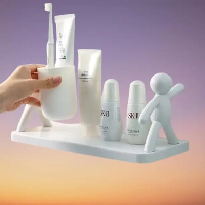 SJK (PACK OF 2)Self Adhesiv Wall Hanging Humanoid floating Shelf 1.2593 Plastic Wall Shelf(Number of Shelves - 1, White)