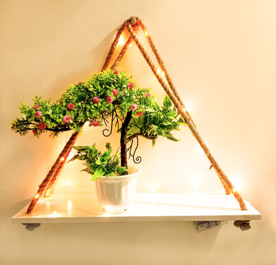 Khush Its Amazing 1 Shelf white Standard With LED Light Wooden Wall Shelf(Number of Shelves - 1, White)
