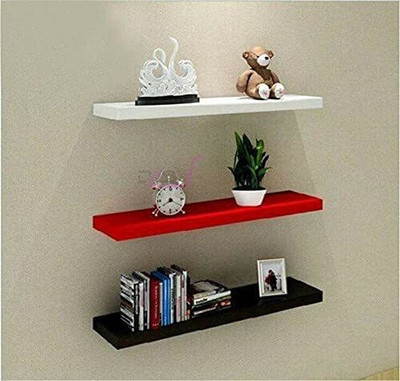 classiconline Wooden Wall Mount New shelf plain Wooden Wall Shelf(Number of Shelves - 3, Multicolor)