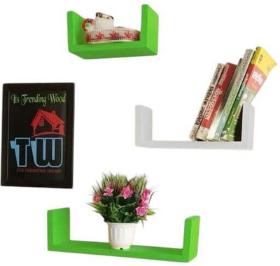 Artival Crafts Wooden MDF U-Shape Rack | Wall-Mounted Shelf | Modern & Space-Saving Design MDF (Medium Density Fiber) Wall Shelf(Number of Shelves - 3, Black)