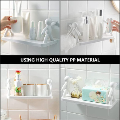 SJK (PACK OF 2)Self Adhesiv Wall Hanging Humanoid floating Shelf 1.1481 Plastic Wall Shelf(Number of Shelves - 1, White)