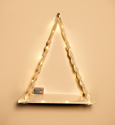Khush Its Amazing 1 Layer Macrame Knotting White Self With LED Light Wooden Wall Shelf(Number of Shelves - 1, White)