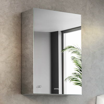IMPULSE Platinum 304 Bathroom Mirror Cabinet/Bathroom Accessories (12 x 18 Inches) Stainless Steel Wall Shelf(Number of Shelves - 1, White)