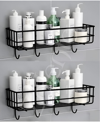 Zolento Zolento GI Self-Adhesive Wall Shelves for Bathroom Organizer/ Storage/ Rack Iron Wall Shelf(Number of Shelves - 1, Black)